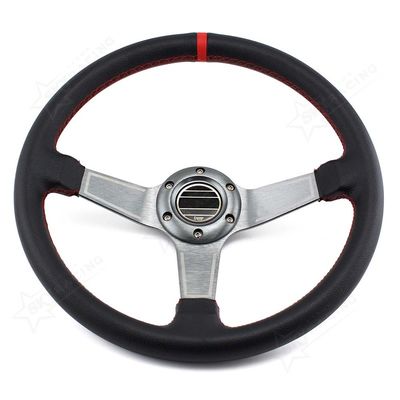 calidad  Universal Auto Refitting Silver Deep Frame PVC Car Steering Wheel 350mm Spoke fábrica