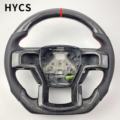 Custom Sports Gloss Carbon Fiber Steering Wheel For Ford Raptor F150 F250 Customizable LED Models
