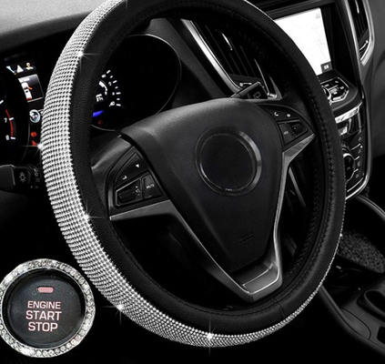 Durable Diamond Colorful Car Fur Bling Manufacturing Ordinary Crystal Instant Hot Drill Steering Wheel Anti-Skid Steering Wheel Cover