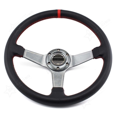 Universal Auto Refitting Silver Deep Frame PVC Car Steering Wheel 350mm Spoke