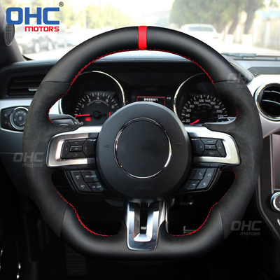 Sports Custom Suede Leather Car Steering Wheel For Mustang GT Steering Wheel Alcantara OHC MOTORS